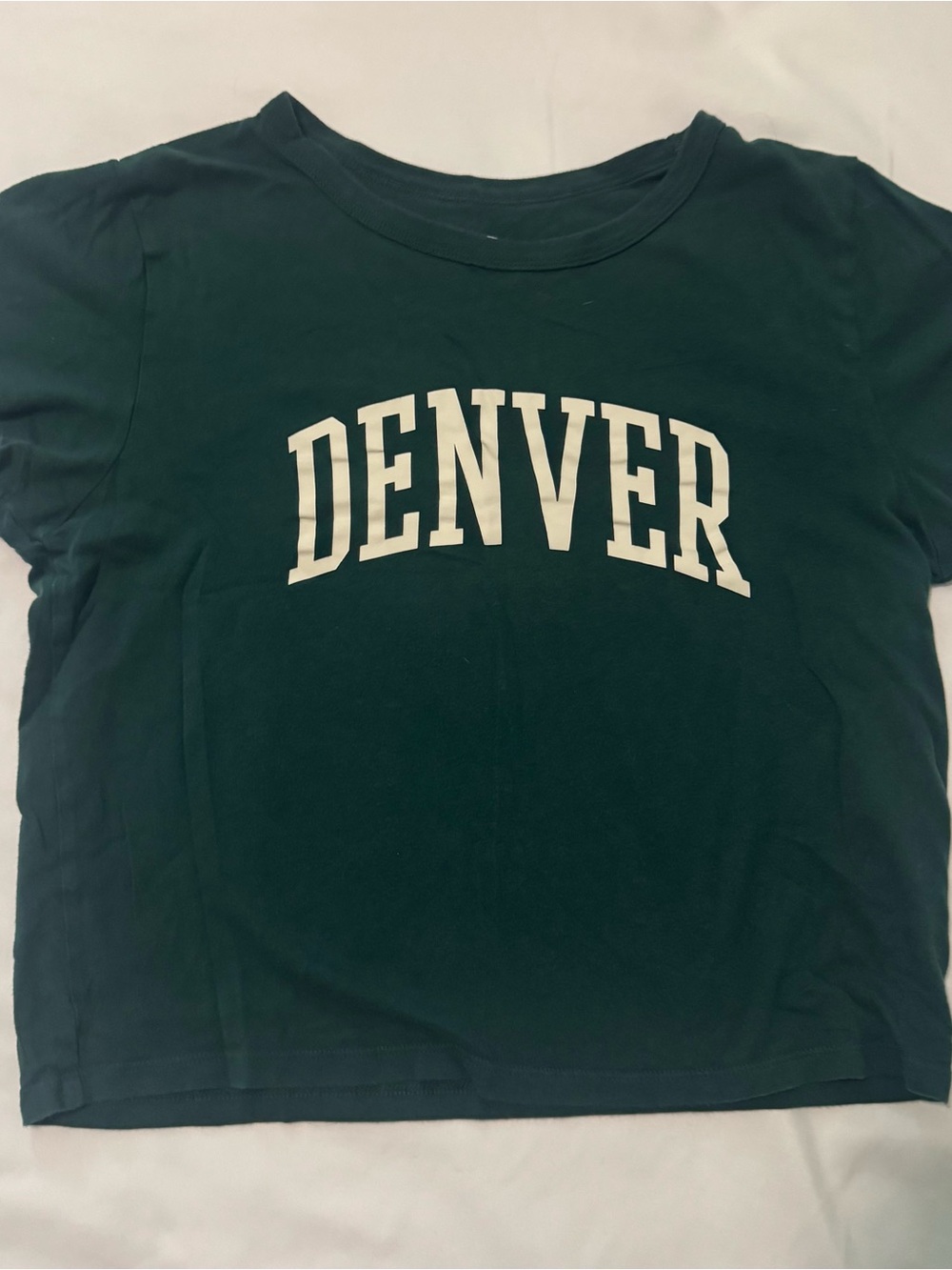 Hollister Denver Graphic Crop Tee Dark Green Short Sleeve XS